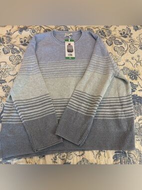 Women’s Ella Moss blue Striped Crewneck Sweater BNWT XL